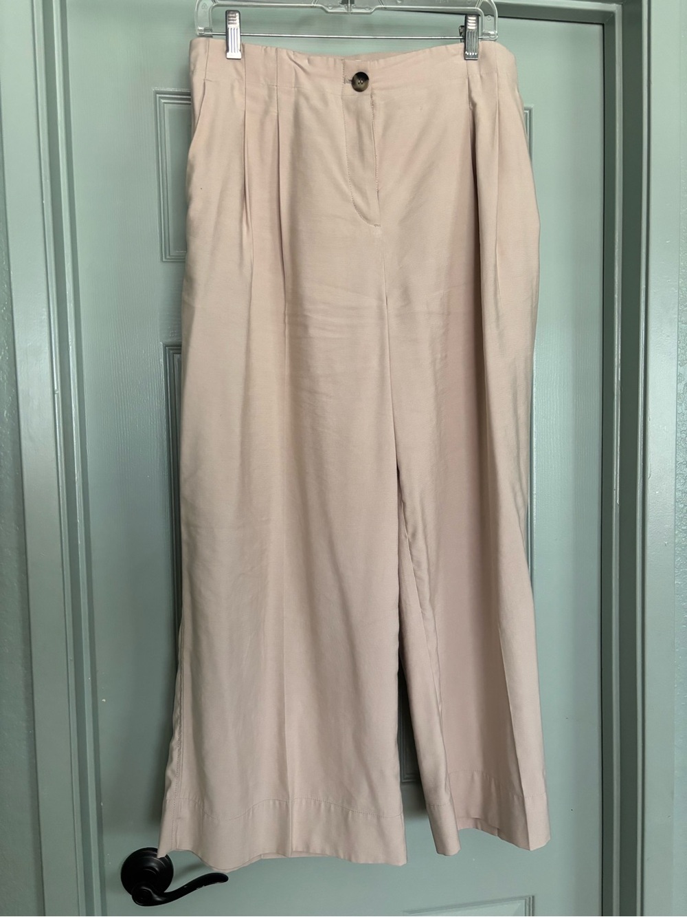 H&M Cream Wide-Leg High-Waist Trousers Dress Pants Size 8